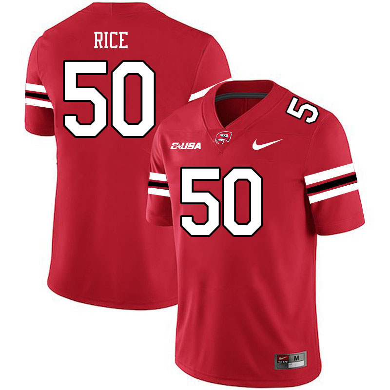 Western Kentucky Hilltoppers #50 Lonnie Rice College Football Jerseys Stitched Sale-Red